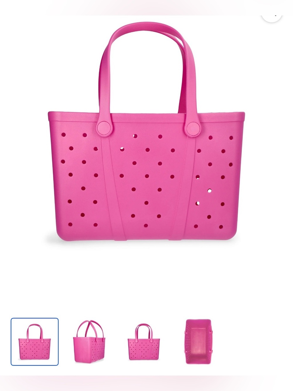 NWT Time & Tru Pink Perforated Tote Bag - Women's Beach & Everyday Tote -L